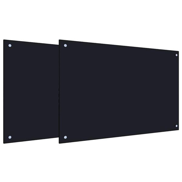 Кухненски гръб 2 pcs Черно 90 x 60 cm закалено стъкло
