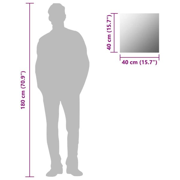Стенно огледало, 40x40 см, квадратно