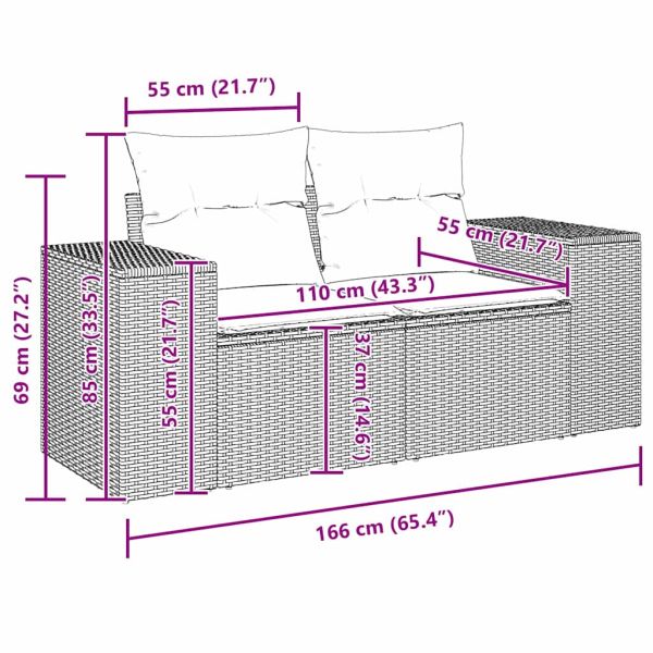 Градински Софа Комплект с възглавница 11 pcs Сив полиратан
