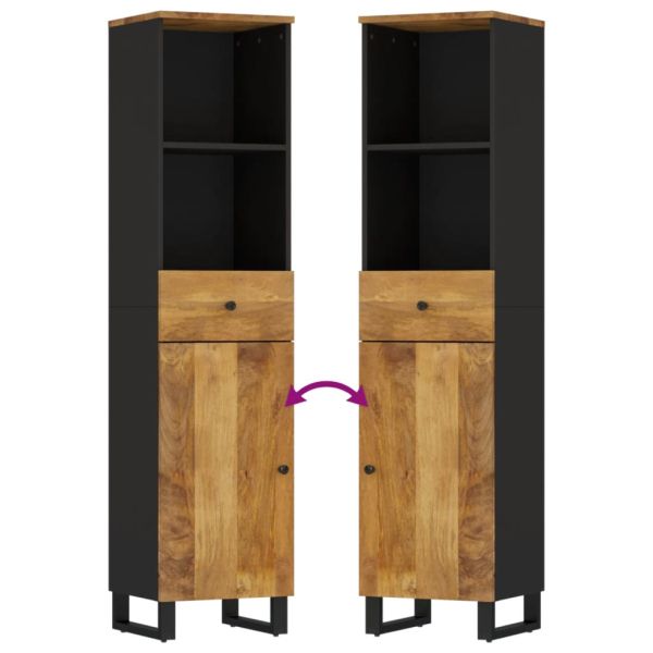 Комплект мебели за баня, 3 части, масивна мангова дървесина