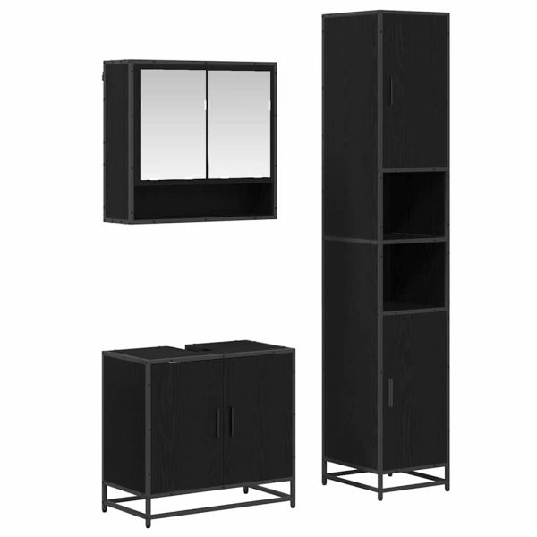 Комплект мебели за баня с рафт 3 pcs Черния дъб Инженерно дърво