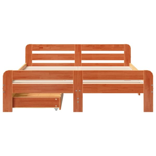 Рамка за легло без матрак, восъчнокафяв, 140x190 см, бор масив