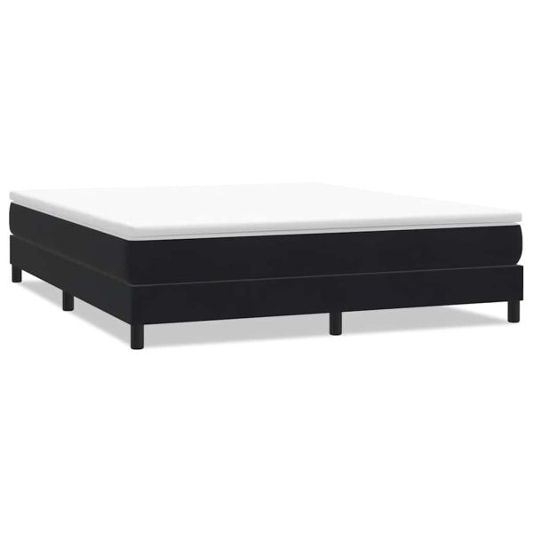 Box Spring Легло без матрак Черно 180x210 cm Кадифе