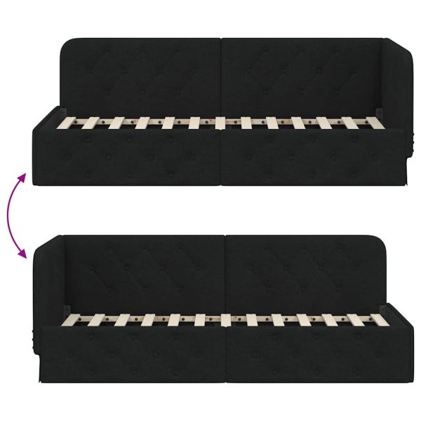 Ъглова рамка за легло Черен 80 x 200 cm текстил