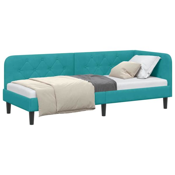 Ъглова рамка за легло Тюркоаз 80 x 200 cm Кадифе