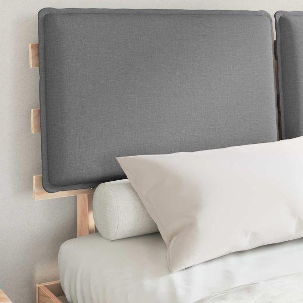 Леглова рамка с тапицирана гръбна част Светлосиво 140 x 190 cm