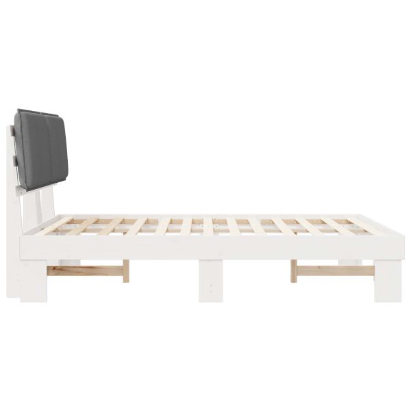 Леглова рамка с тапицирана гръбна част Светлосиво 140 x 190 cm