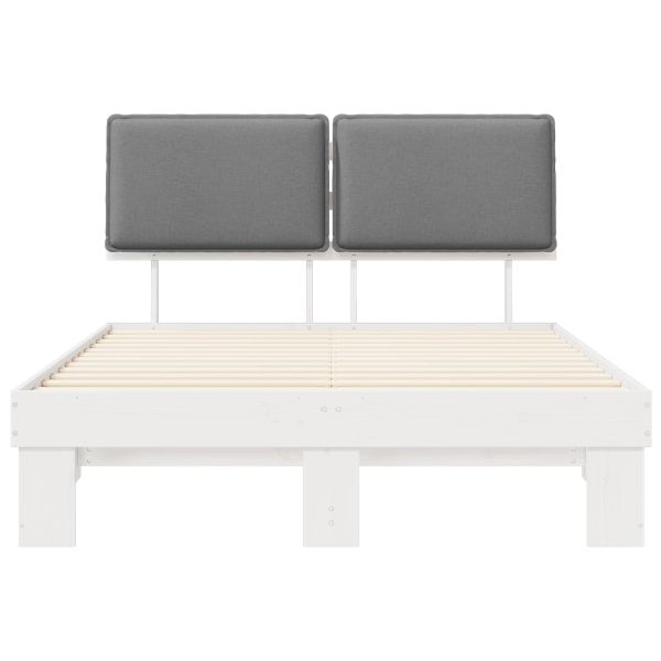 Леглова рамка с тапицирана гръбна част Светлосиво 140 x 190 cm