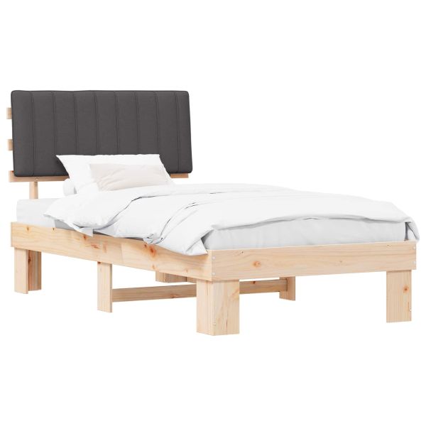 Леглова рамка с тапицирана гръбна част Тъмен сив 100 x 200 cm