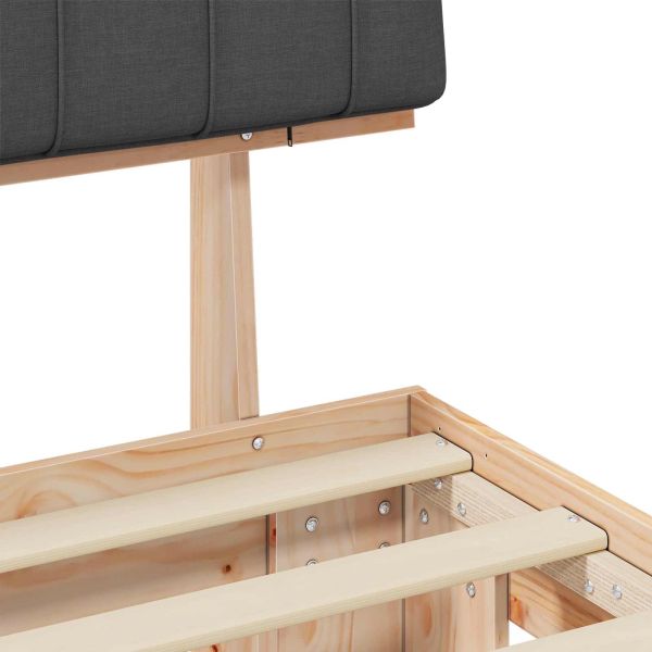 Леглова рамка с тапицирана гръбна част Тъмен сив 100 x 200 cm