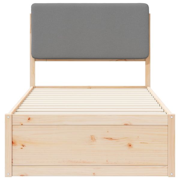 Леглова рамка с тапицирана гръбна част Светлосиво 90 x 200 cm