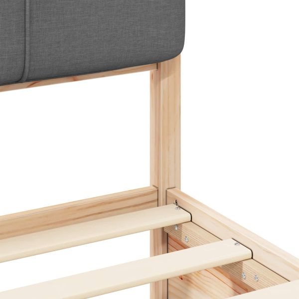 Леглова рамка с тапицирана гръбна част Тъмен сив 75 x 190 cm