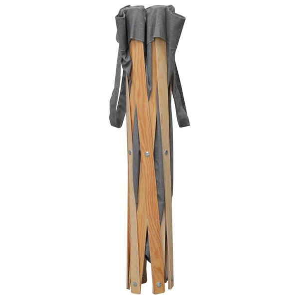 Сгъваем кош за пране, сив, дърво и текстил