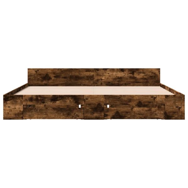 Рамка за легло с чекмеджета, опушен дъб, 200x200 см