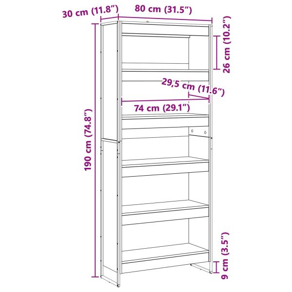 Шкаф за книги 80 x 30 x 189,5 см Инженерна дървесина