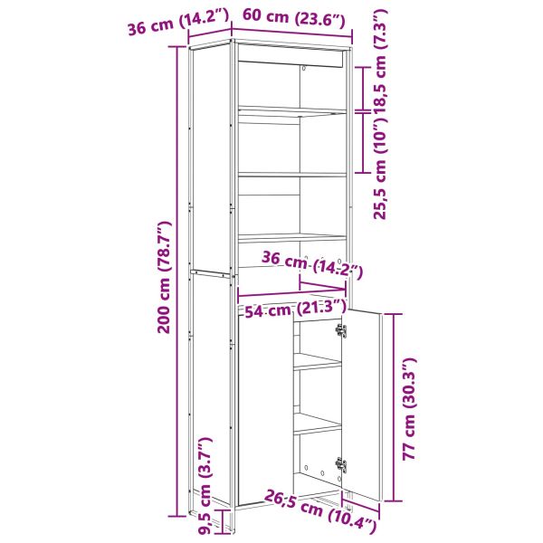 Високи шкафове 2 pcs Сив Сонома 60 x 36 x 200 см