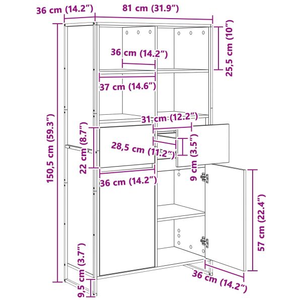 Служебен шкаф 2 pcs Сонома 81 x 36 x 150.5 см Инженерно дърво
