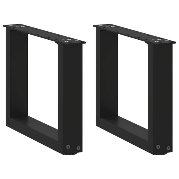 Крака за масичка за кафе, U-образни, 2 бр., черни, 40 x (30-31) см, стомана