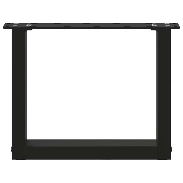 Крака за масичка за кафе, U-образни, 2 бр., черни, 40 x (30-31) см, стомана