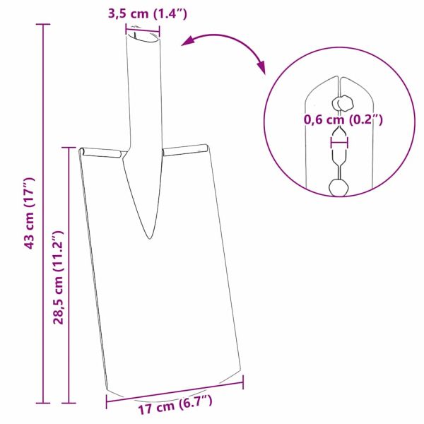 Глава на лопата Сребрист 43 x 17 см Прахово боядисана стомана
