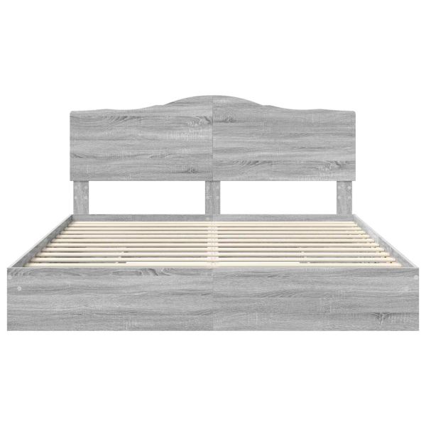 Легло с място за съхранение с таблото Сив Сонома 200 x 200 cm