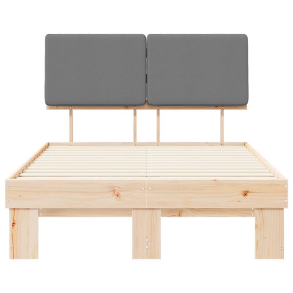 Леглова рамка с тапицирана гръбна част Светлосиво 120 x 200 cm