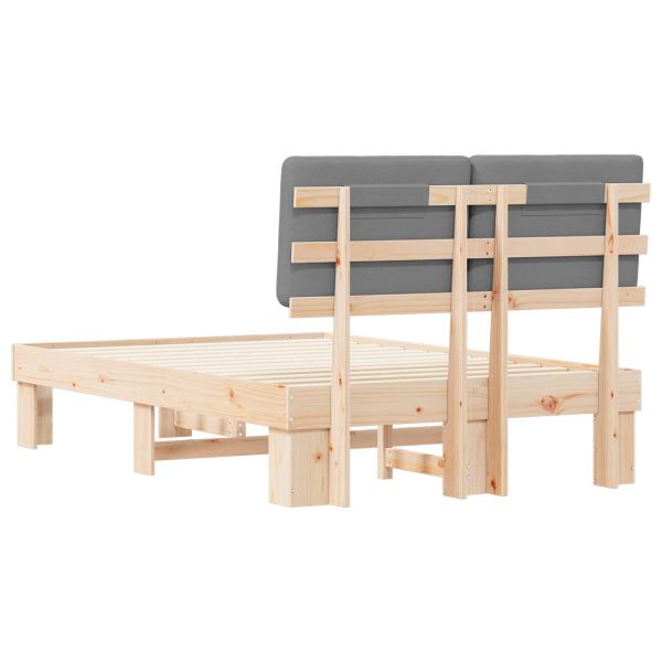 Леглова рамка с тапицирана гръбна част Светлосиво 120 x 200 cm