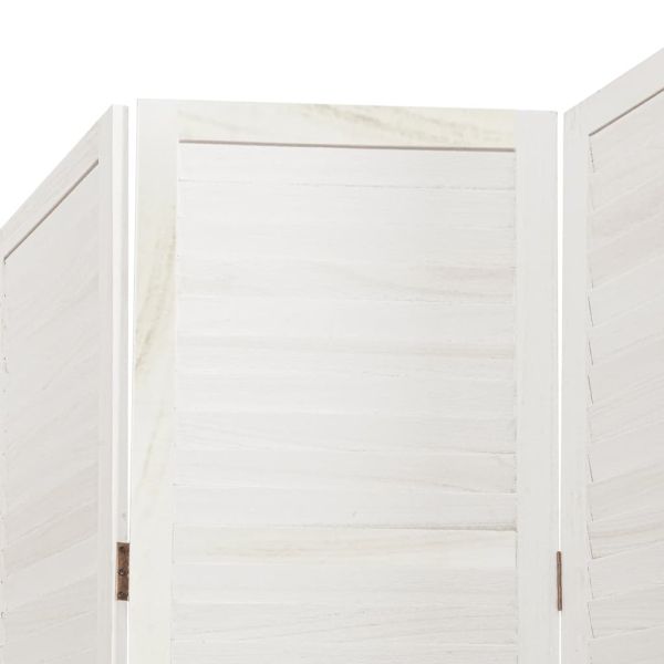 Разделител за стая, 5 панела, бял, дърво пауловния масив