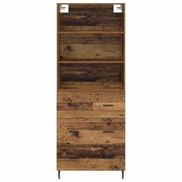 Висок шкаф с чекмедже 2 pcs Старо дърво Инженерно дърво