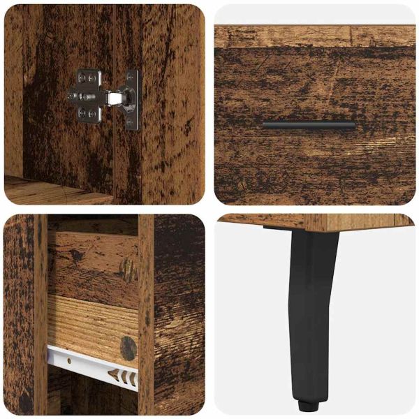 Висок шкаф с чекмедже 2 pcs Старо дърво Инженерно дърво