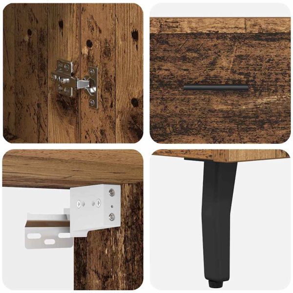 Висок шкаф 2 pcs Старо дърво Инженерно дърво