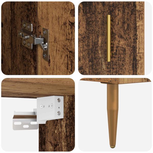 Висок шкаф 2 pcs Старо дърво Инженерно дърво