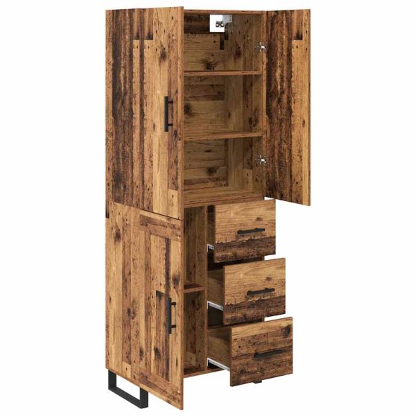Висок шкаф с чекмедже 2 pcs Старо дърво 69,5 x 34 x 180 см