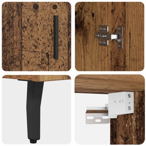 Висок шкаф 2 pcs Старо дърво Инженерно дърво