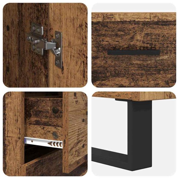 Висок шкаф с чекмедже 2 pcs Старо дърво 69,5 x 34 x 180 см