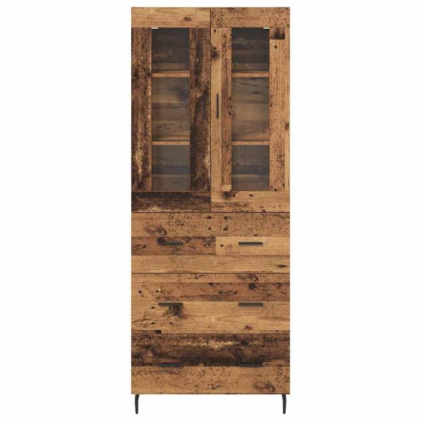 Висок шкаф с чекмедже 2 pcs Старо дърво Инженерно дърво