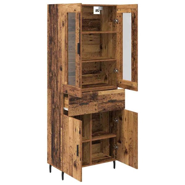 Висок шкаф с чекмедже 2 pcs Старо дърво Инженерно дърво