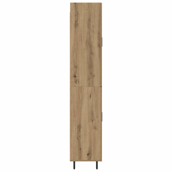 Висок шкаф 2 pcs Дъб Инженерна дървесина и стъкло
