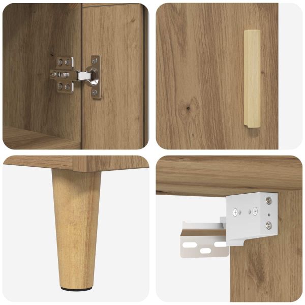 Висок шкаф Дъб 69,5 x 34 x 180 см Инженерна дървесина и стъкло