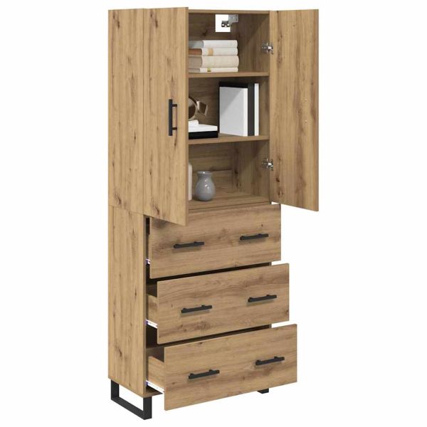 Висок шкаф с чекмедже 2 pcs Дъб 69,5 x 34 x 180 см