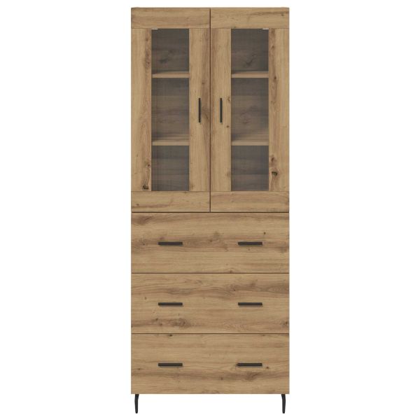 Висок шкаф с чекмедже 2 pcs Дъб Инженерно дърво