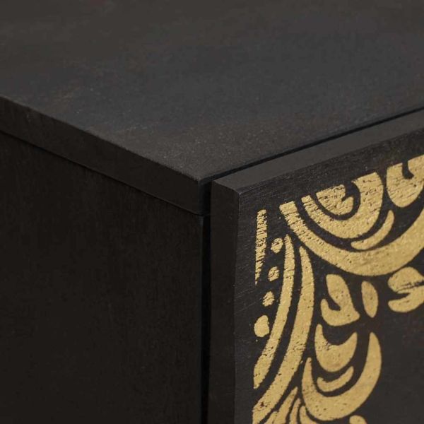 Служебен шкаф Черно 60 x 33 x 75 cm Солидно мангово дърво