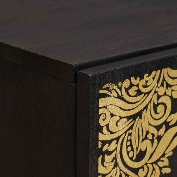 Висок шкаф с рафт Черно 40 x 33 x 110 см Солидно мангово дърво