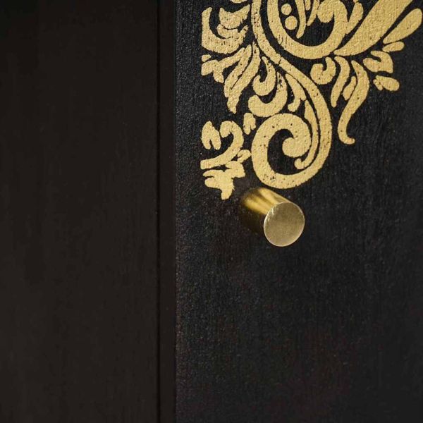 Висок шкаф с рафт Черно 40 x 33 x 110 см Солидно мангово дърво