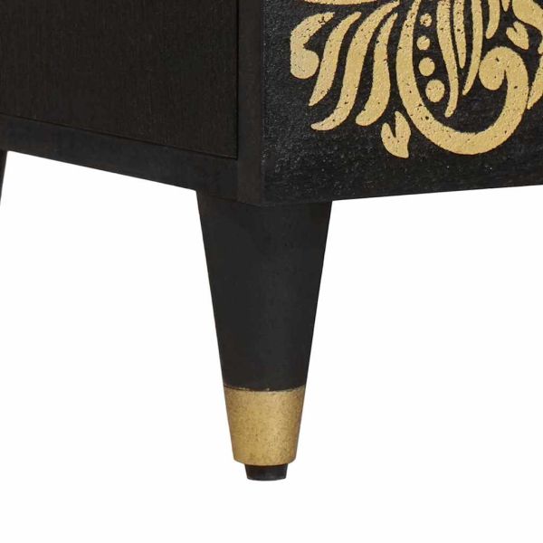 Висок шкаф с рафт Черно 60 x 33 x 100 см Солидно мангово дърво