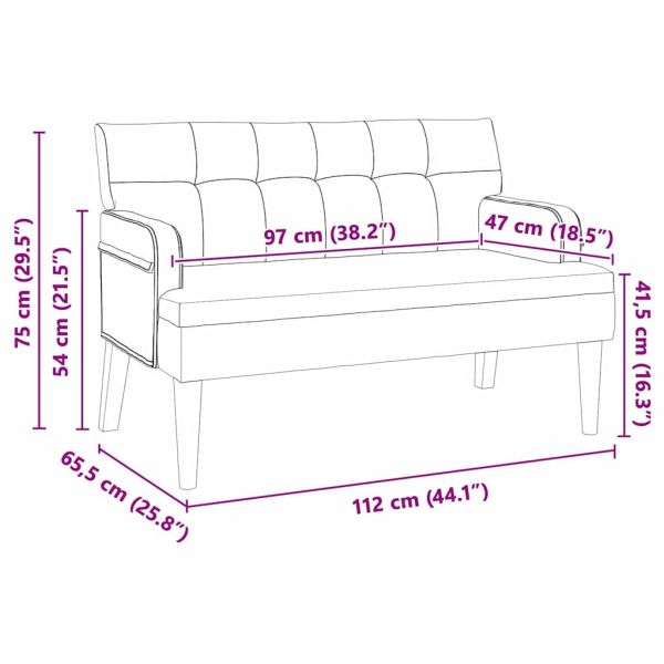 Пейка Честърфилд Черно 112 x 65,5 x 75 см Кадифе