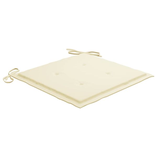 Сгъваеми градински столове с възглавници, 4 бр, тик масив