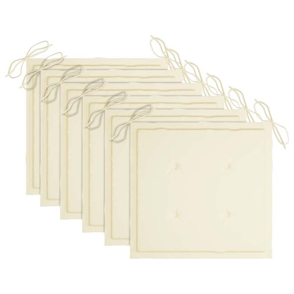 Сгъваеми градински столове с възглавници, 6 бр, тик масив