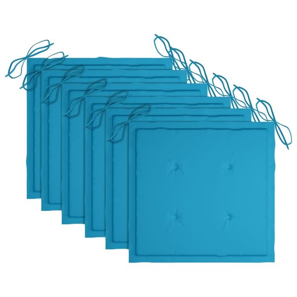 Сгъваеми градински столове с възглавници, 6 бр, тик масив