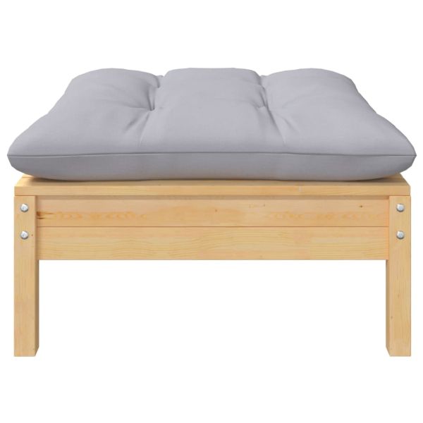 Градински лаундж комплект сиви възглавници 9 части бор масив